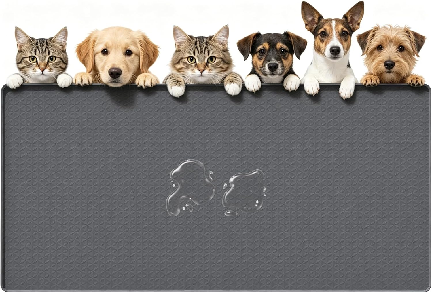 Extra Large Silicone Dog Cat Food Mat with Raised Edges 51.2" x 25.6" | Waterproof Pet Feeding Placemat for Food Water Bowl, Anti Spill Non-Slip Floor Protector Mat for Medium Large Pets