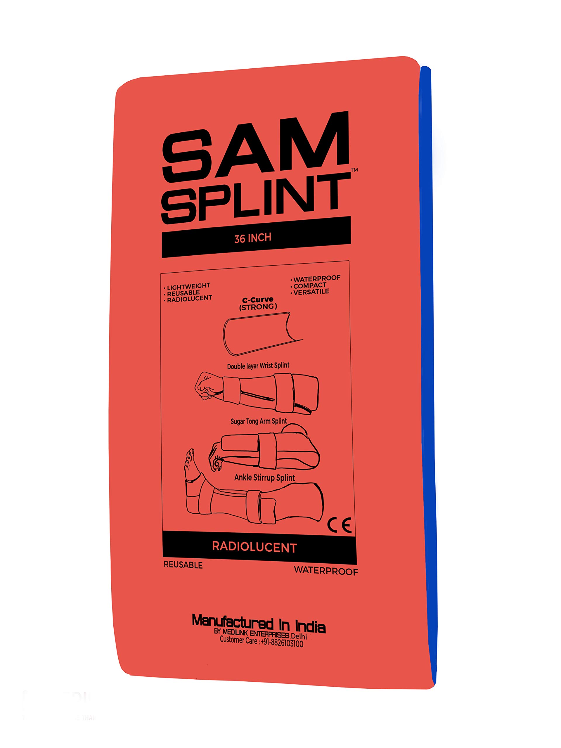 Lightweight Combat Splint (36 Inch) (Red)| Moldable Waterproof First Aid Medical Splint | Tactical Reusable Field Splint for Bone Fracture Treatment | Emergency Limb Immobilizer