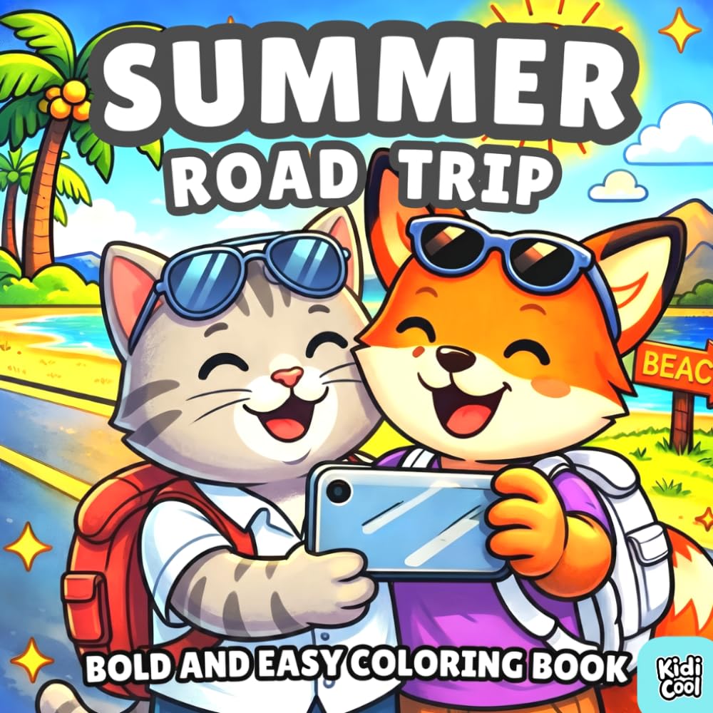Summer Road Trip Bold and Easy Coloring Book: Silly and Cozy Summer Road Trip, Funny Moments of Cute and Fun Sweet Animals Friends on Journeys, ... Adventures Bold and Easy Coloring Books)