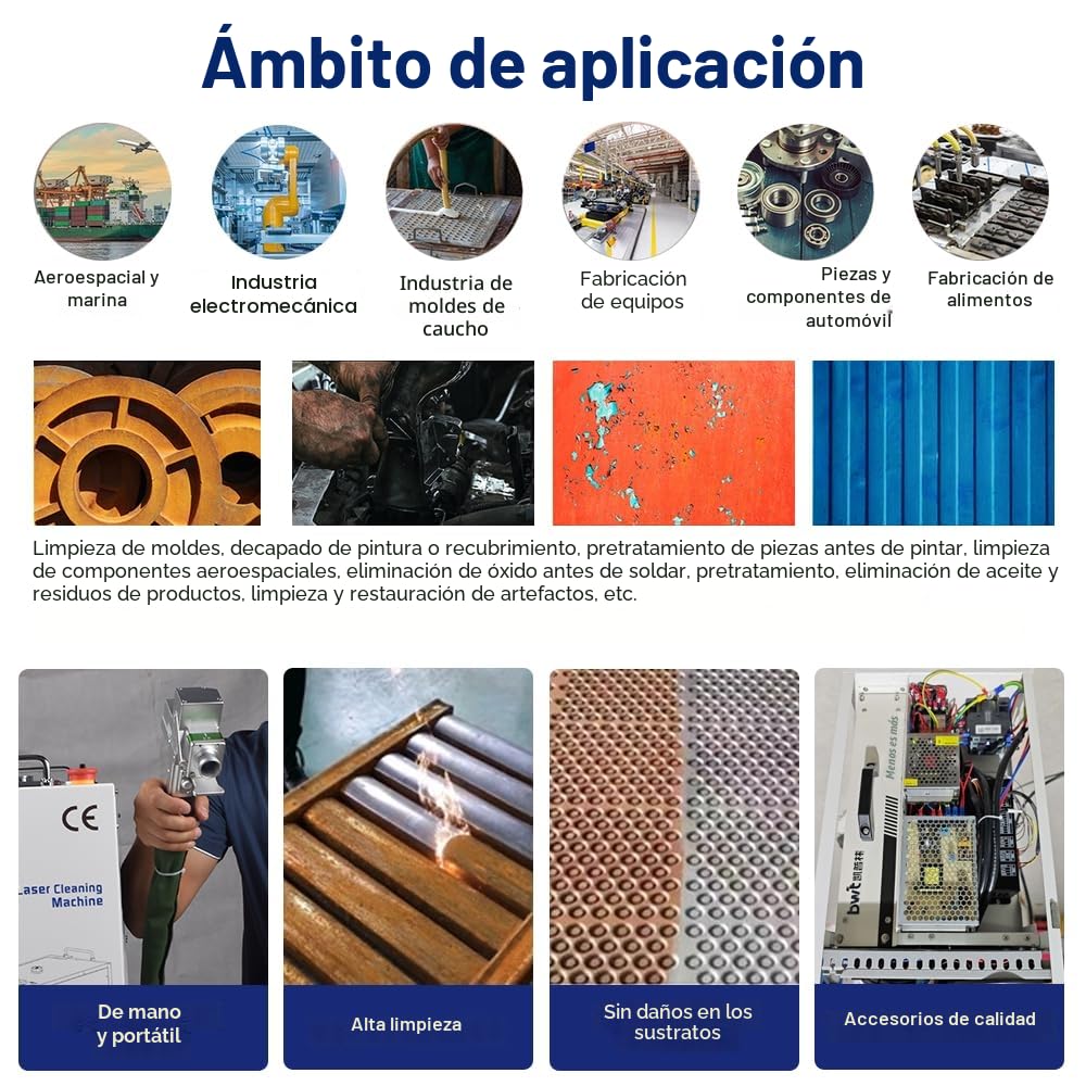 Máquina de Limpieza con Láser de Fibra 1500W Portátil, Eliminación de Óxido, Aceite, Pintura, Suciedad, Manchas, Recubrimientos, Equipo de Limpieza Láser (con 1 Modo de Limpieza)