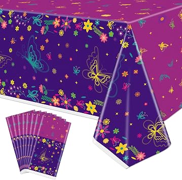 8 PCS Movie Party Tablecloths Decorations - Butterfly Plastic Table Cover, Magic Butterfly Rectangular Tablecloth for Kids Baby Shower Birthday Supplies, 51 x 86.6 Inch