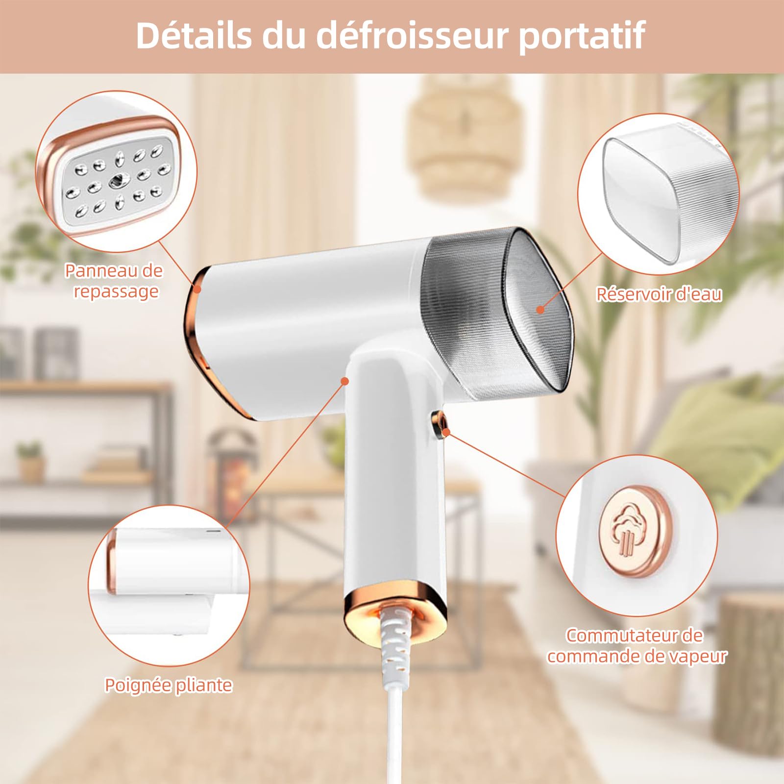 Definitrice a vapore verticale, ferro da stiro verticale portatile 1000 W 150 ml, Vapore a vapore, adatto a tutti i tessuti, casa, viaggi, casa e ufficio