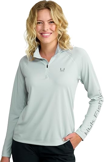 HUK Womens Icon X Hoodie, Fishing Shirt with Sun Protection for Women, Harbor Mist, Medium
