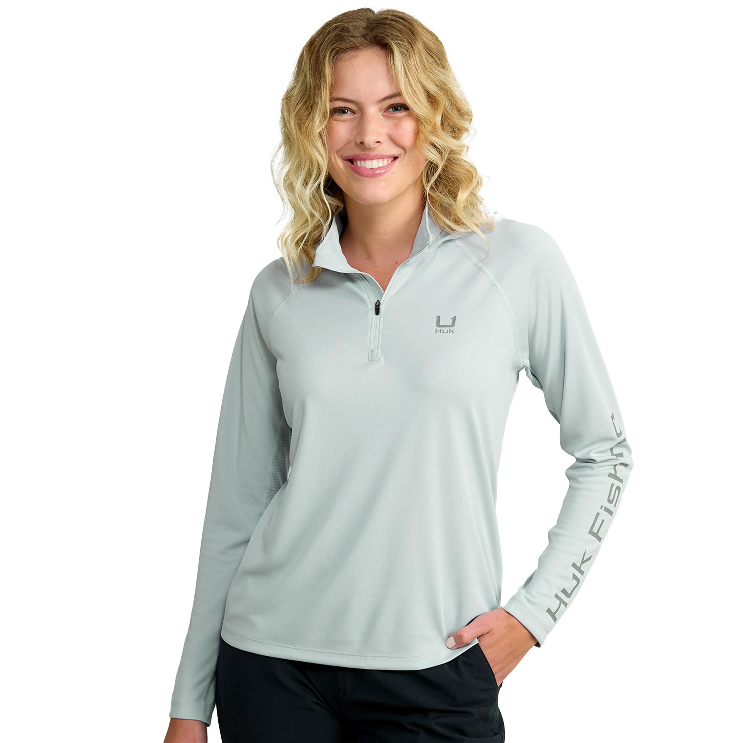 Maglietta Da Pesca HUK Icon X Con Cappuccio, Protezione Solare UPF 50+, Bianco, Taglia X-Large Donna