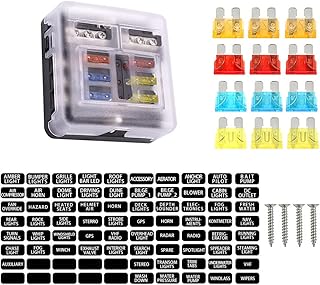 XINLIYA 6 Way 12V Fuse Block, Waterproof Boat Fuse Panel with LED Indicator, Negative Bus Fuse Box with Damp-Proof Cover, DC 12-24V for Car, Vehicle, RV, Van, Truck, Marine, Boat, Golf