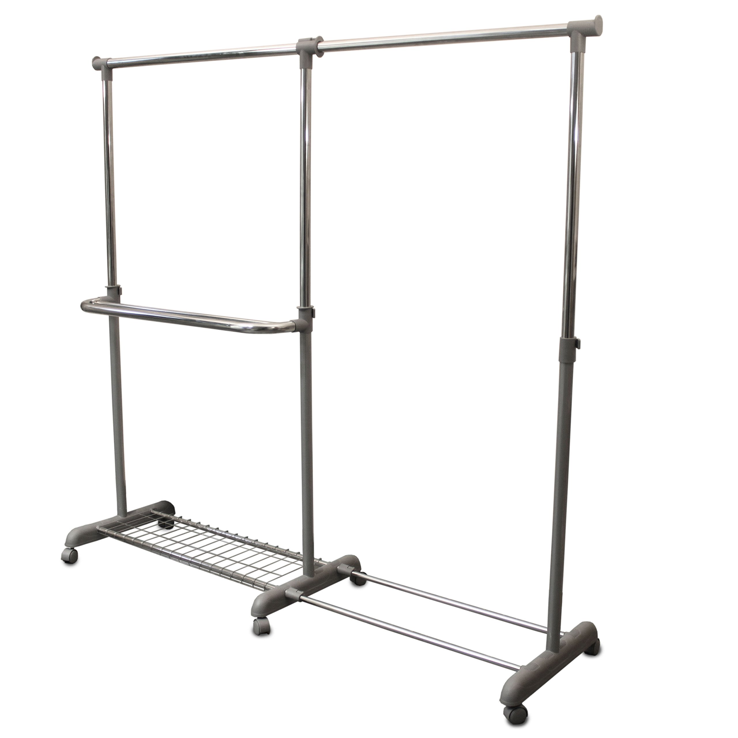 Gerso portant extensible vestiaire télescopique portemanteau de vestiaire à roulettes portants pour marché aux puces gris