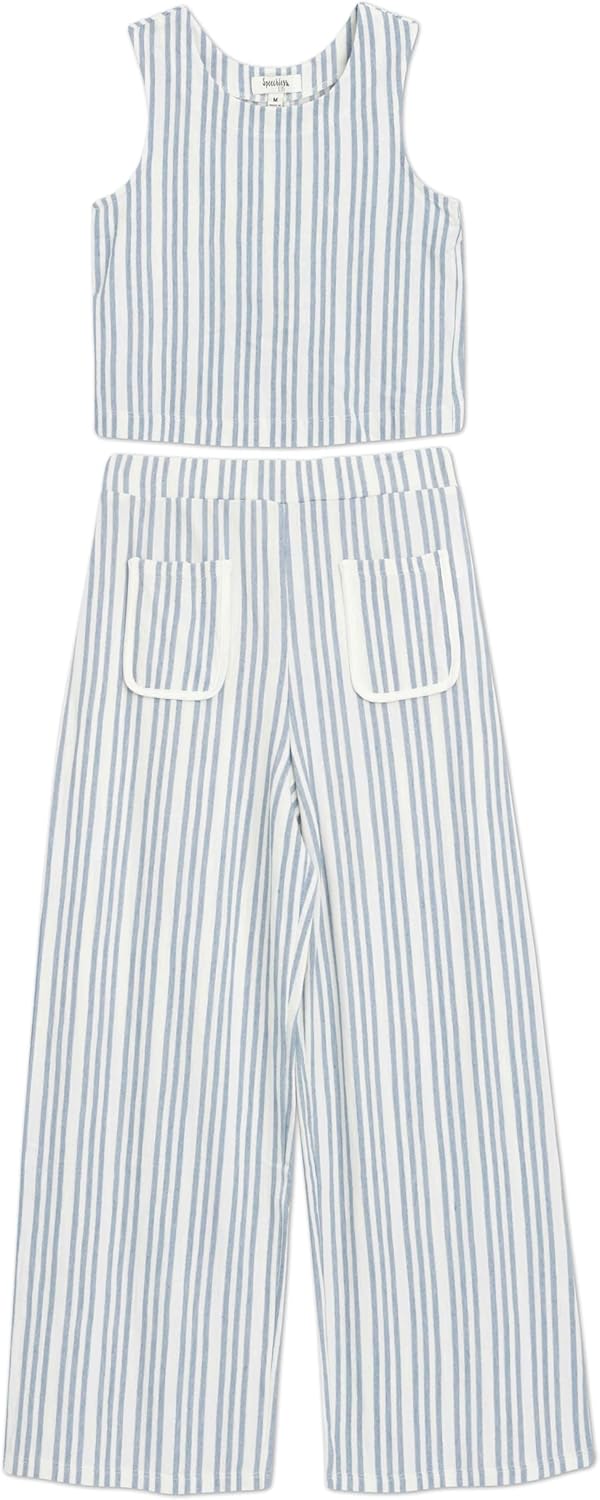 Speechless Girls' 2-piece Striped Sleeveless Top and Wide Leg Pants Set