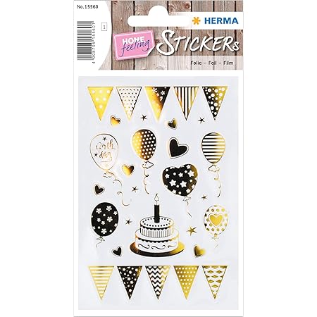 Herma Creative Sticker Birthday Party Dore Pour Enfants Filles Garcons Mariage Anniversaire Cadeau Album Photo 22 Autocollants Aletoire Amazon Fr Cuisine Et Maison