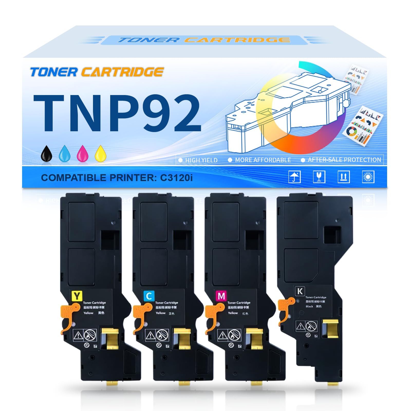 4-Pack TNP92 Toner Cartridges - Compatible With Konica Minolta Bizhub C3120i Printer