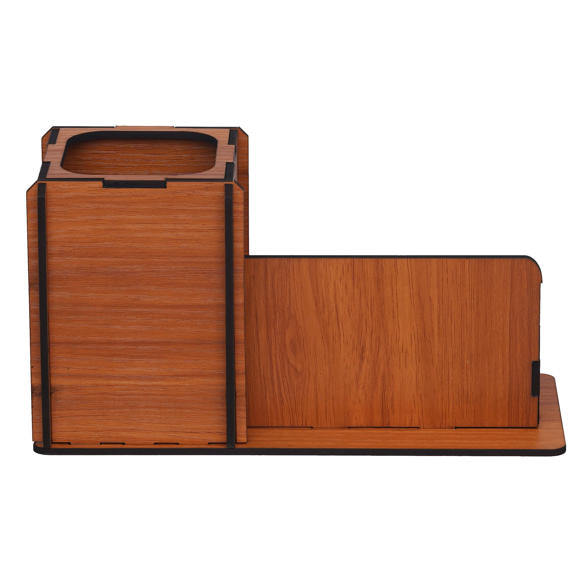 Webelkart Portapenne in legno con porta biglietti da visita e supporto mobile per la casa e l'ufficio porta accessori di cancelleria (22,9 x 12,7 cm)