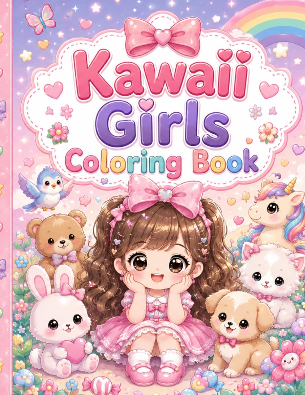 Cute kawaii girls coloring book: 30 Cute Kawaii Girls Coloring Pages for Kids Ages 5-10 | Fun and Creative Activities for Girls