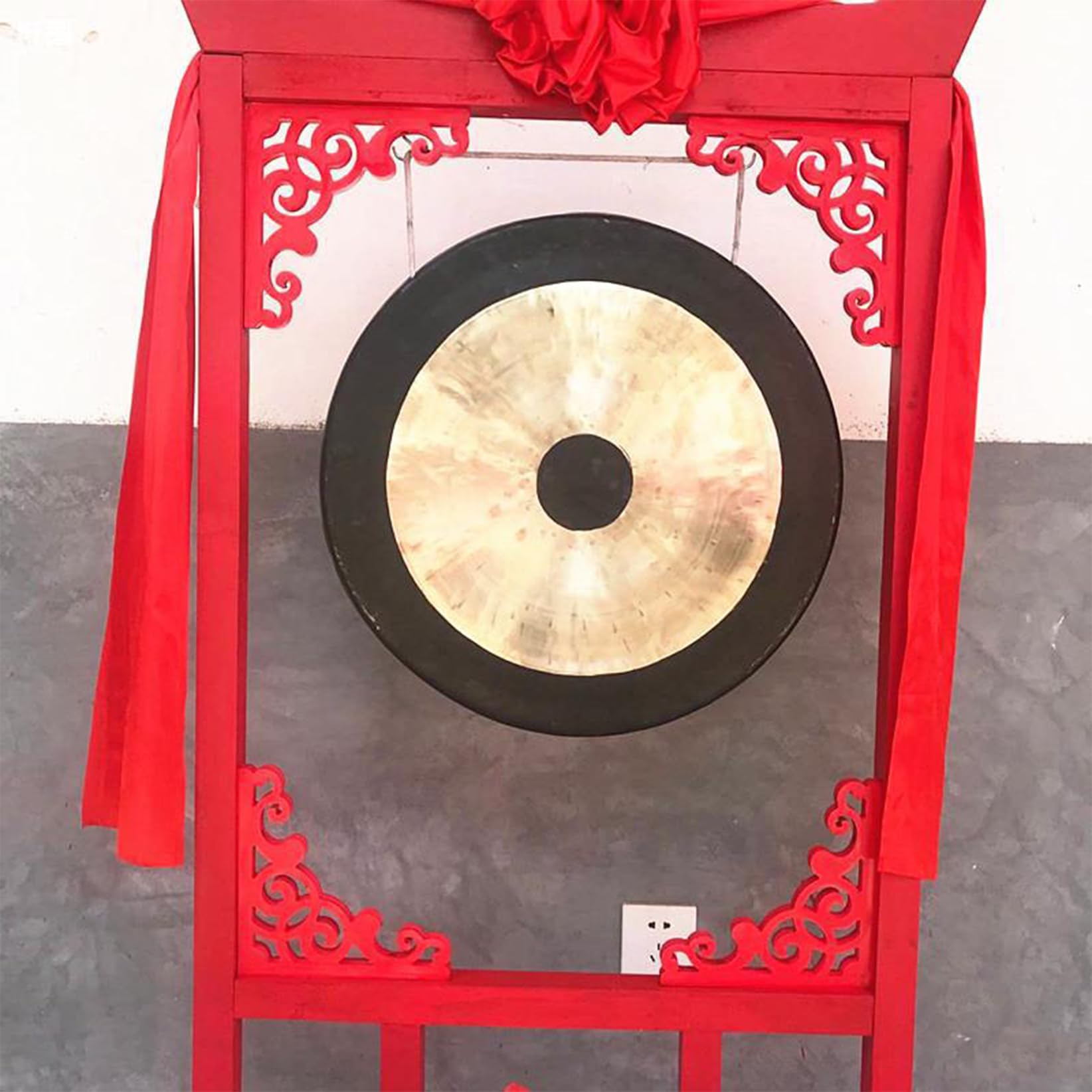 Gong - Instrumento tradicional chino de latón Gong, Feng Shui, latón, cobre, negro, oro, varios tamaños, paquete de 3 (30 cm)