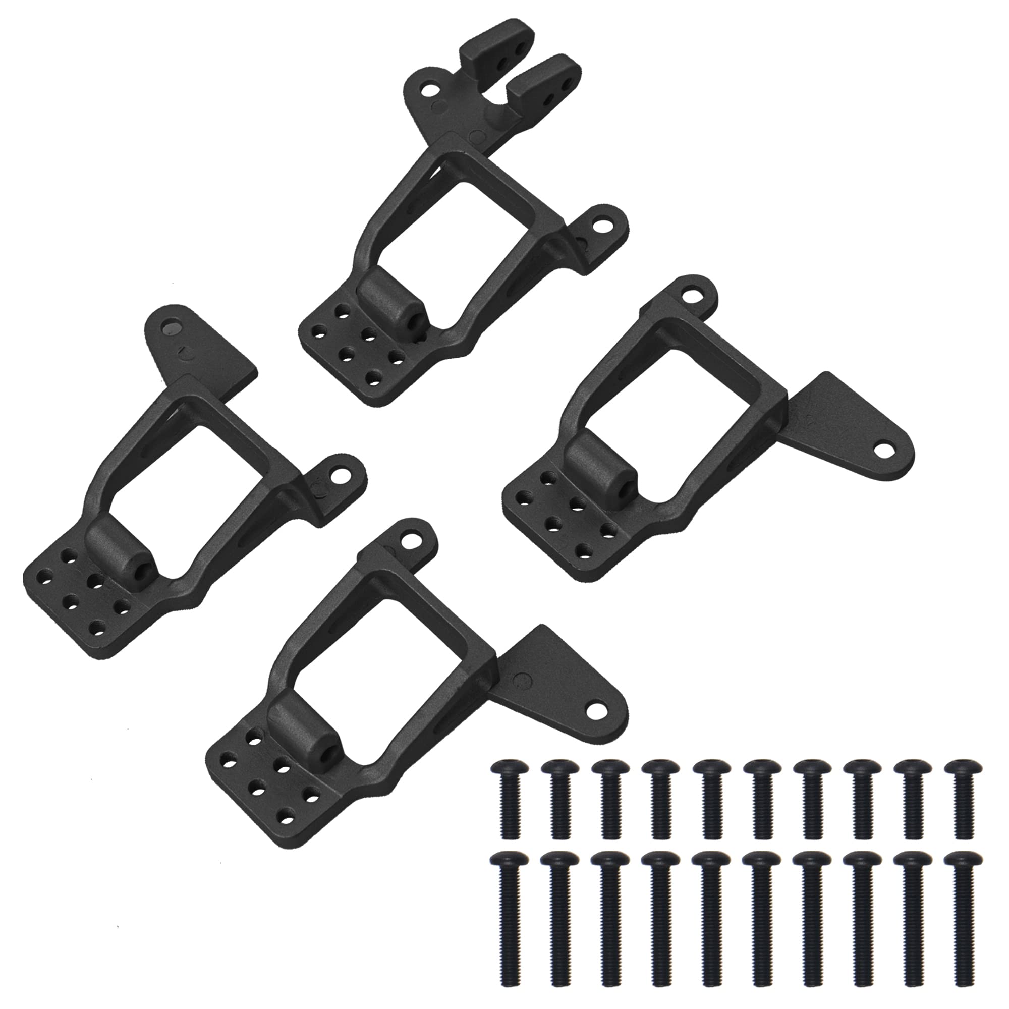 Vgoohobby Aluminum Shock Tower Mounts - Front & Rear, For Traxxas TRX-4 Bronco 1/10 RC Crawler (Black)