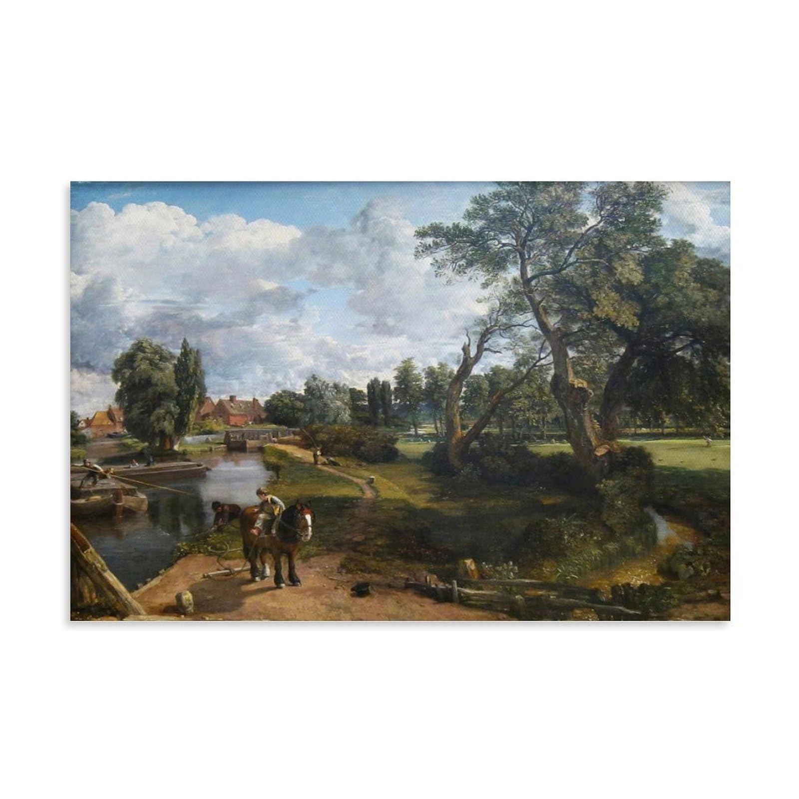 Hdmine Unframe-Style John Constable Painter Work（Flatford Mill） Poster Print Photo Art Painting Canvas Home Decorative Bedroom Modern Decors 20X30inch(50X75cm)