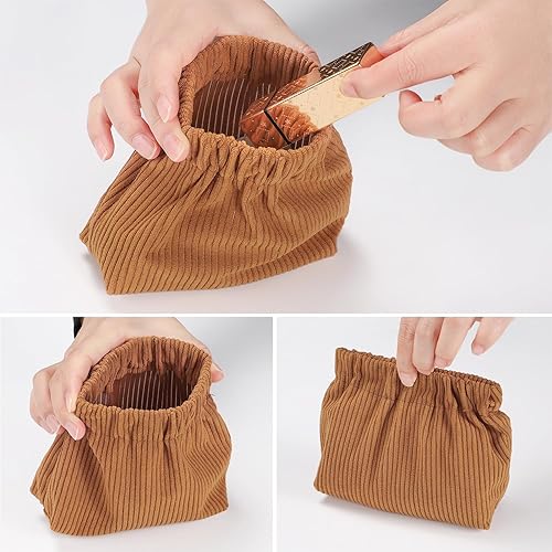Miniatura 3 de WantGor Bolsa de maquillaje elástica de pana, 4 piezas de mini bolsas de almacenamiento de cosméticos, monedero pequeño, organizador de corbatas