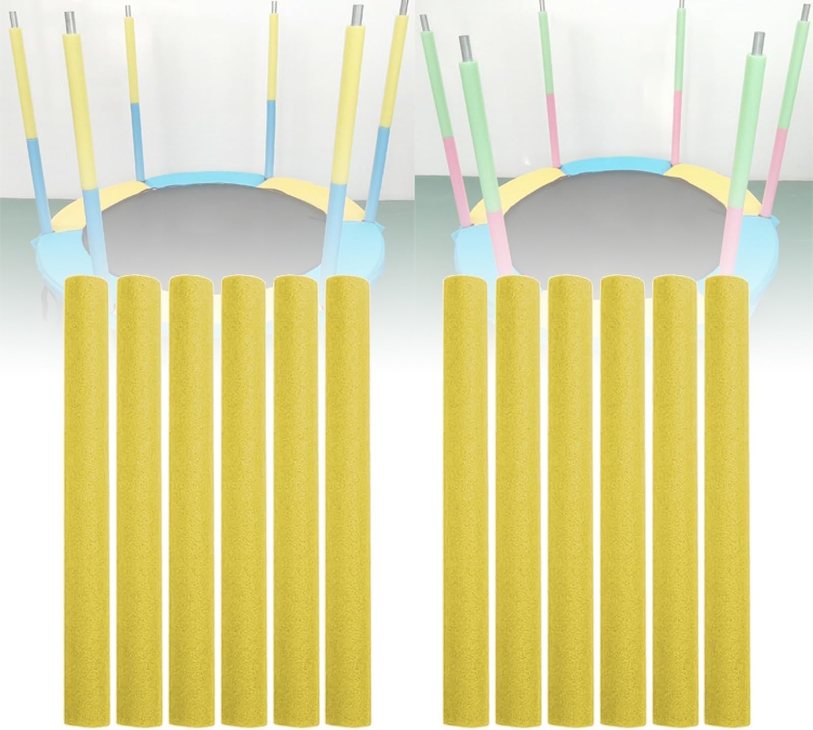 12Pcs Trampoline Pole Foam, 15.7/34.6in Replacement Trampoline Poles Cover Soft Trampoline Pole Foam Sleeves for Outdoor Trampoline Accessories(Yellow,15.7in)