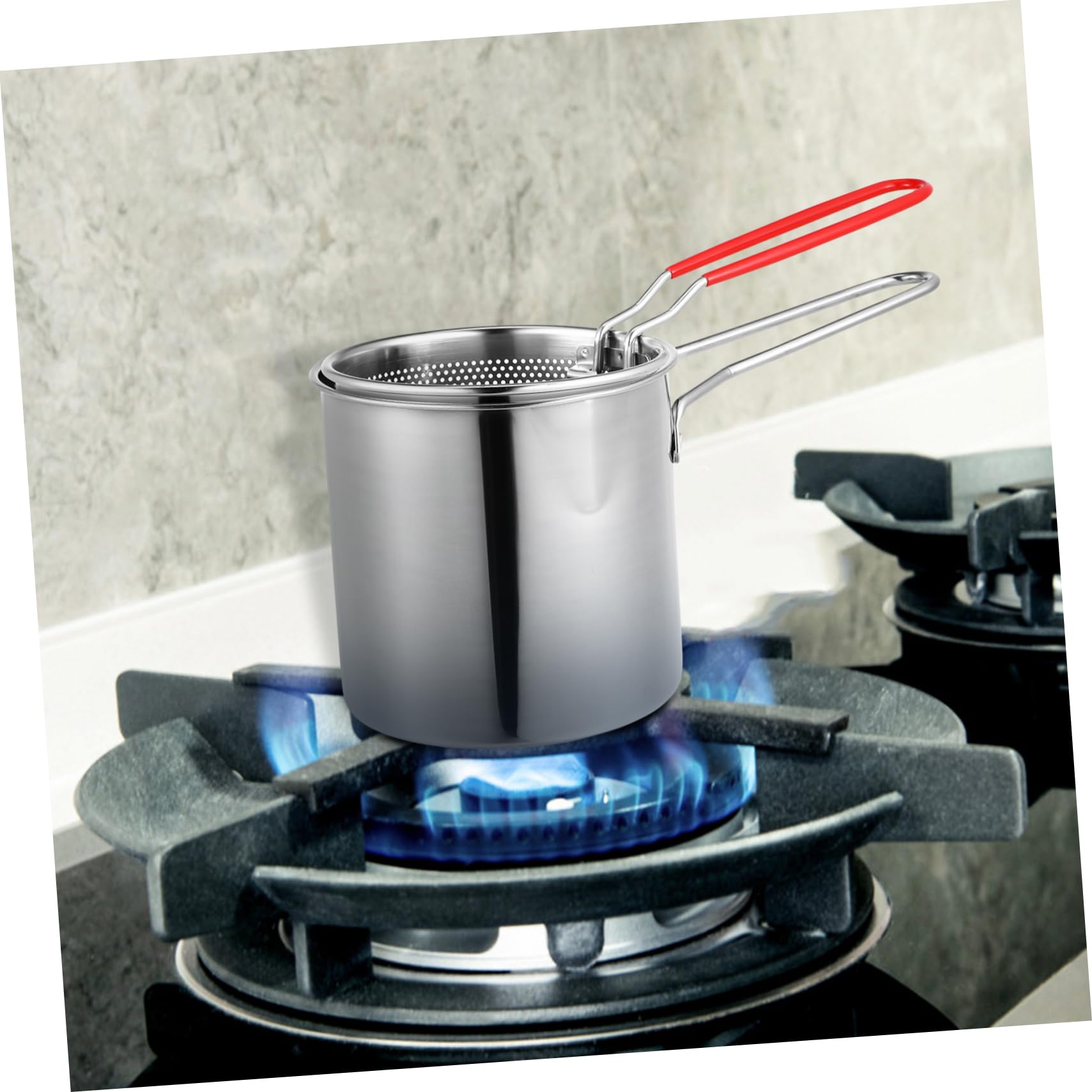 FUNOMOCYA Stainless Steel Fryer Kit Frying Basket Frying Pot Mini Fryer Kit Nonslip Handle