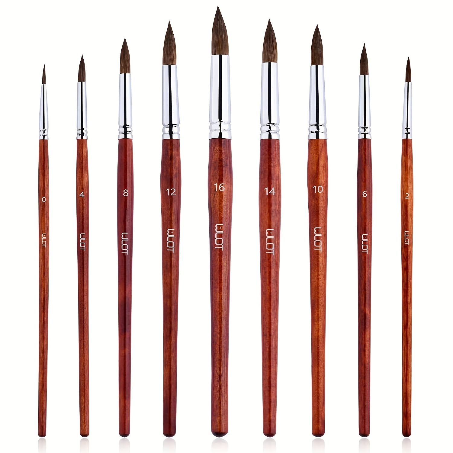 Kolinsky Watercolor Brushes Set 9 Pcs Superior Sable Hair Round Pointed Professional Art Paintbrush Round Tip Paint Brush Kit for Watercolor Acrylic Inks Gouache Tempera Painting