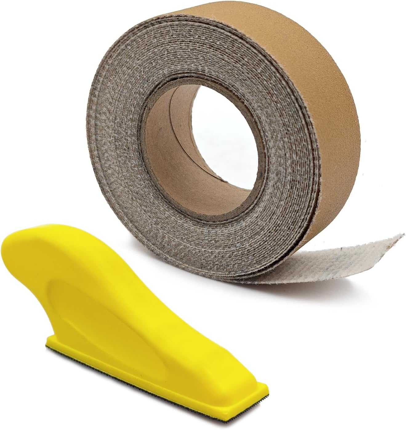 Hand Sander Kit, 1” Micro Sander Sand Paper 240 Grits Hoop and Loop Sandpaper with 1pc Detail Sanding Tool for DIY Crafts Wood Polishing, 6 Meters