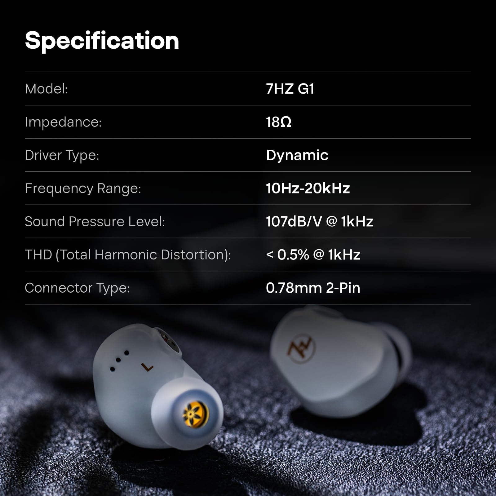 Linsoul 7HZ G1 In-Ear Monitor,Cuffie IEM con Diaframma Dinamico DLC da 10 mm,Auricolari da Gaming con Cavo Placcato Argento OFC Staccabile per Musicisti Audiofili(TypeC Con Mic,Bianco)
