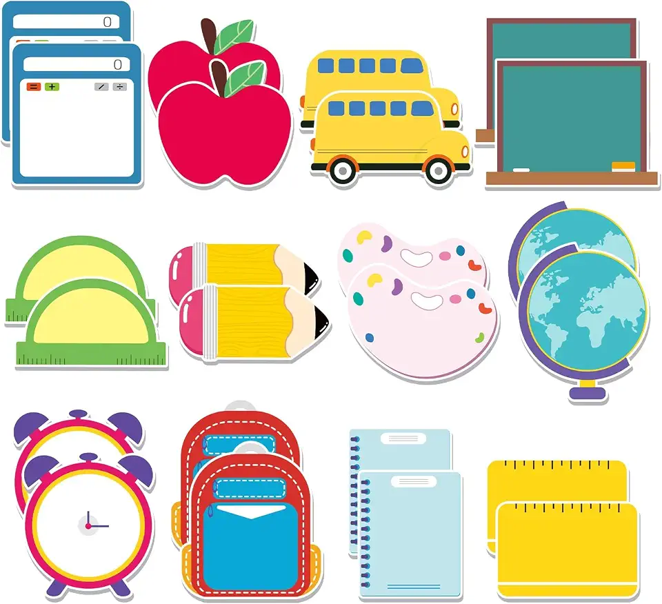 24-Pack Educator Sticky Notes Set with 720 Adhesive Sheets, Cute Pencil Ruler Blackboard Apple Shapes, Christmas Cartoon Present for School Staff & Teens