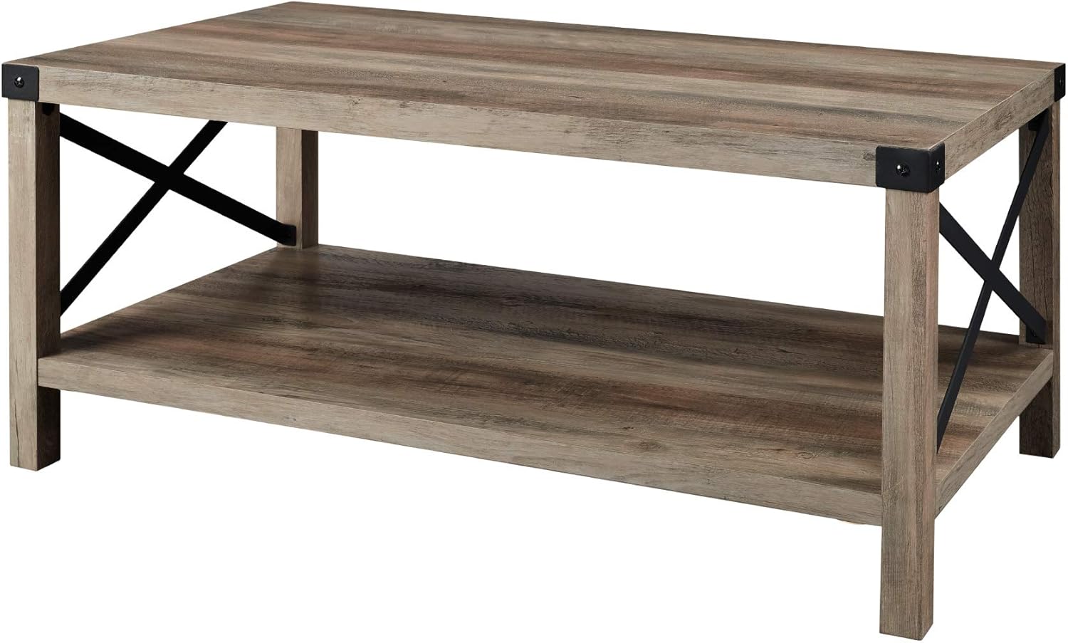 Walker Edison Sedalia Modern Farmhouse Metal X Coffee Table, 40 Inch, Grey Wash : Everything Else