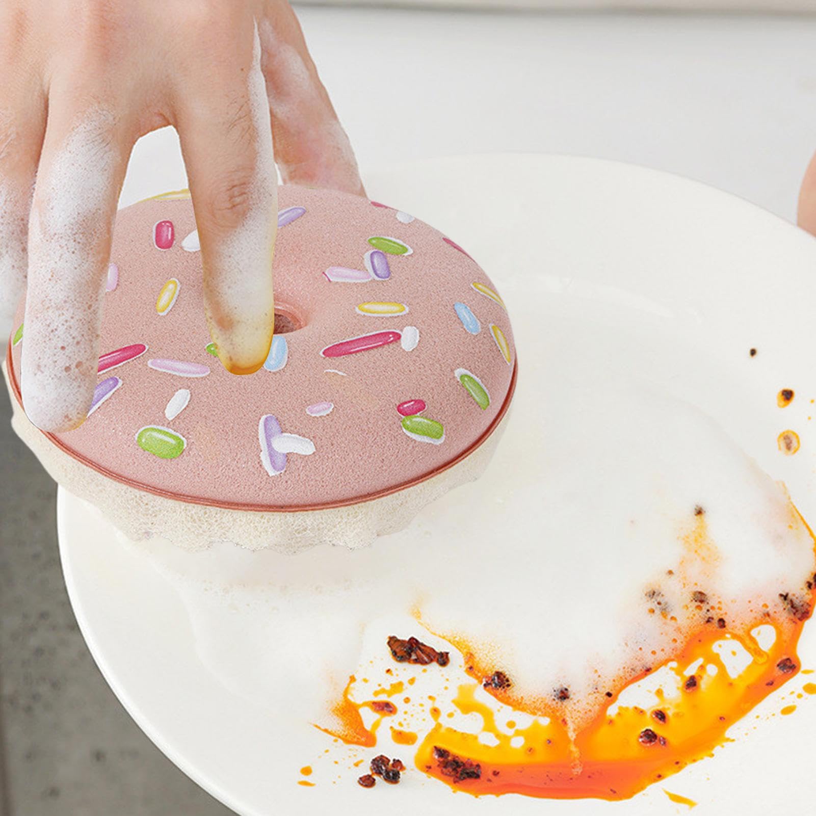 Donut - Multifuncional Reutilizable Accesorios para el Hogar,Ollas Sartenes Rascador de Limpieza Sin Araño,Adecuado para Ducha Lavabo Vajilla Encimeras Azulejos Y Fregadero