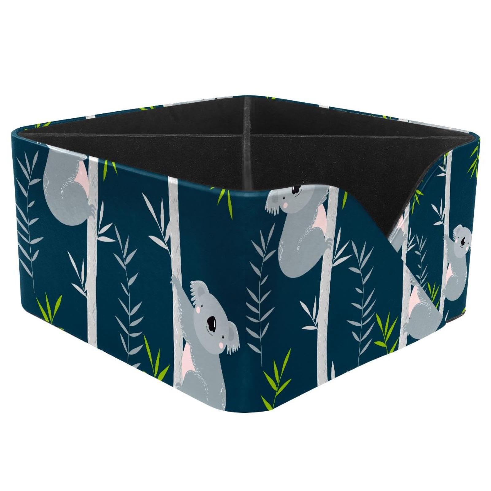 KengjuTesu Koalas on Trees Cartoon Pattern Desktop Organizer Pen Holder, Rectangular Pencil Cup for Office, Study and Makeup Stations