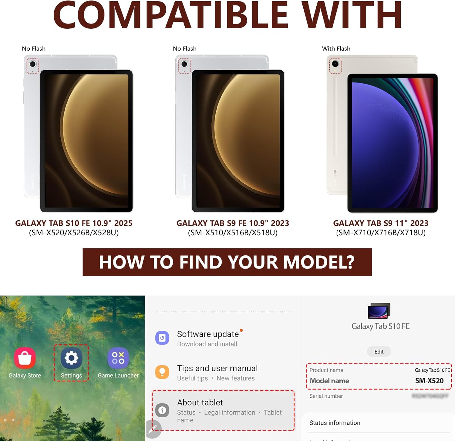 E NET-CASE Case for Samsung Galaxy Tab S10 Lite / S10 FE / S9 FE 10.9-Inch / S9 11-Inch, Zipper Bag,Clear Back Case/Hand Strap/Shoulder Strap/S-Pen Holder/Stand Cover,Brown