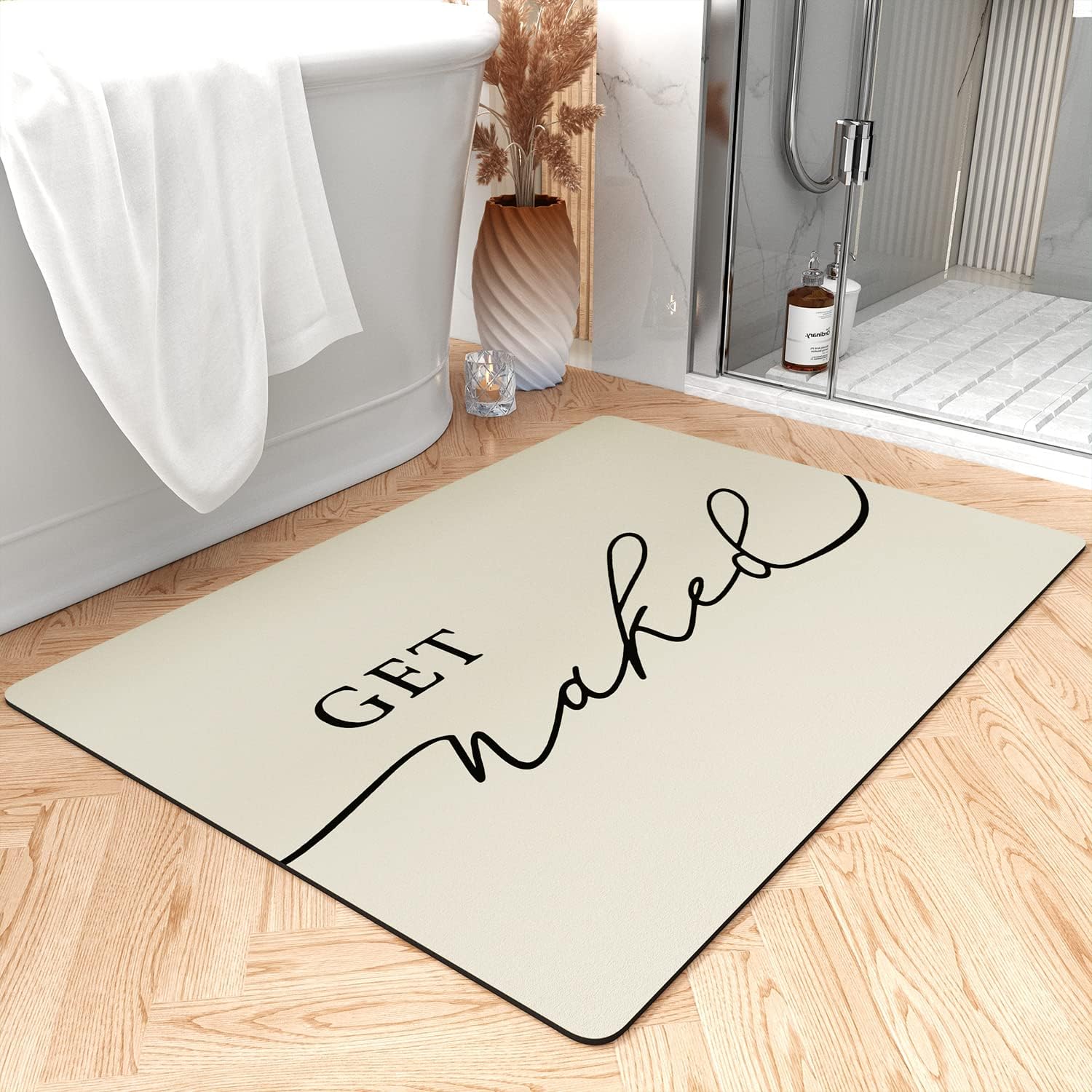 tchdio Bath Mat-Super Absorbent Quick Dry Bath Mats for Bathroom Floor Non Slip-Bathroom Mats with Rubber Backing-Ultra Thin Bathroom Rugs Fit Under Door, 21" x 34", Pink