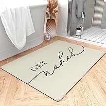 tchdio Bath Mat-Super Absorbent Quick Dry Bath Mats for Bathroom Floor Non Slip-Bathroom Mats with Rubber Backing-Ultra Thin Bathroom Rugs Fit Under Door, 17" x 24", Beige