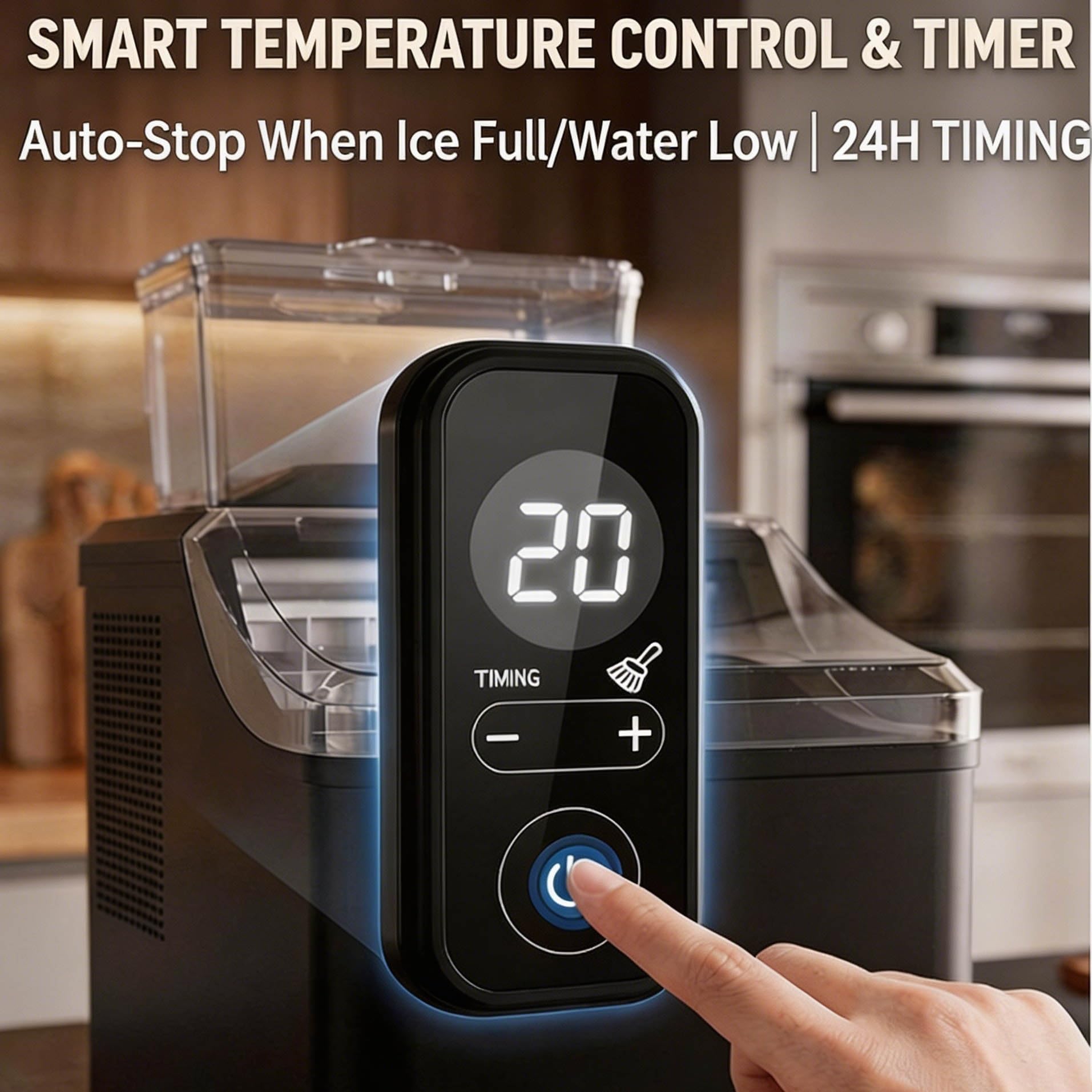 Máquina for hacer hielo en encimera: fabricación rápida de hielo en 8 minutos, producción diaria de 11,8 kg, 24 cubos cuadrados por lote, tanque de 1,6 l sin plomería