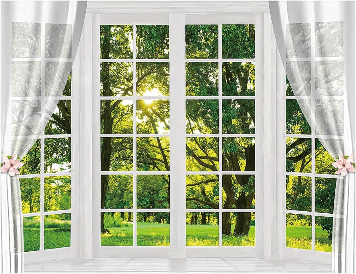 YYNXSY 8X6FT Spring Window Landscape Photography Background White YY-1013
