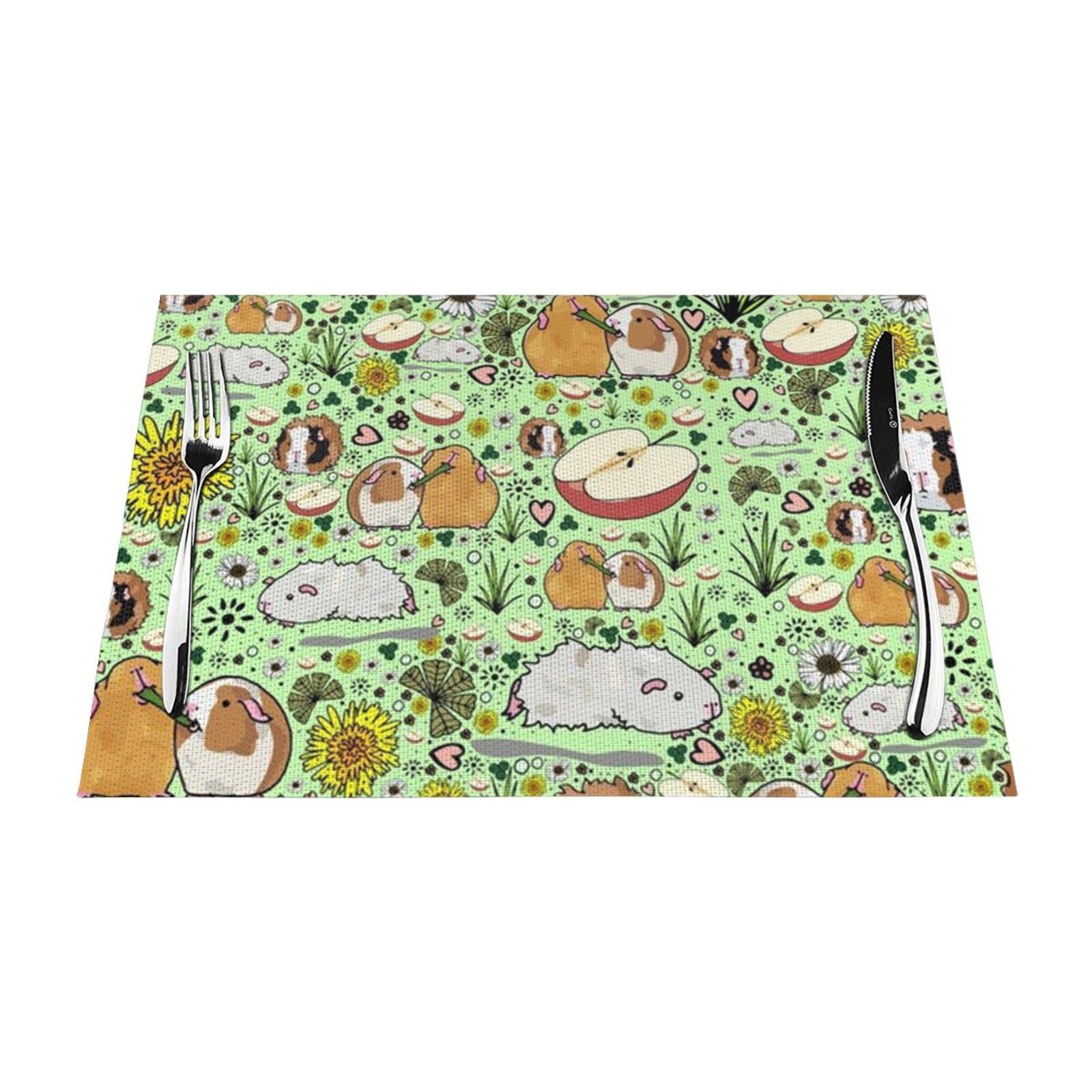 PVC Placemat Set of 1 PCS, 45x30 CM, guinea pig Printed Non-Slip Heat Resistant Place Mats for Kitchen Dining Table Indoor Outdoor