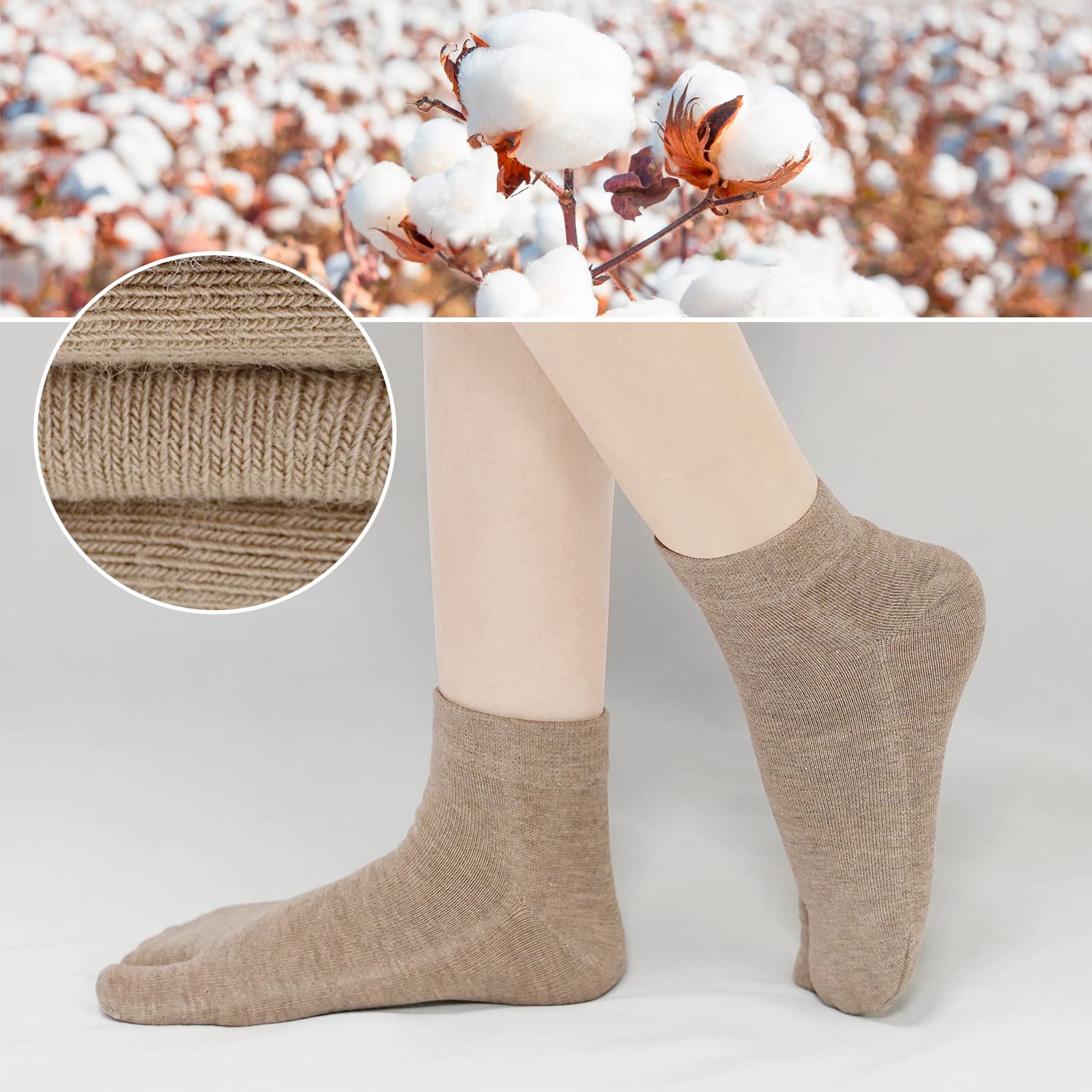 ZAKASA Tabi Mujer Calcetines: Japoneses, Dedos de Deporte para Chanclas, Geta Tabi, Algodón Suave y Transpirable, 4 Pares