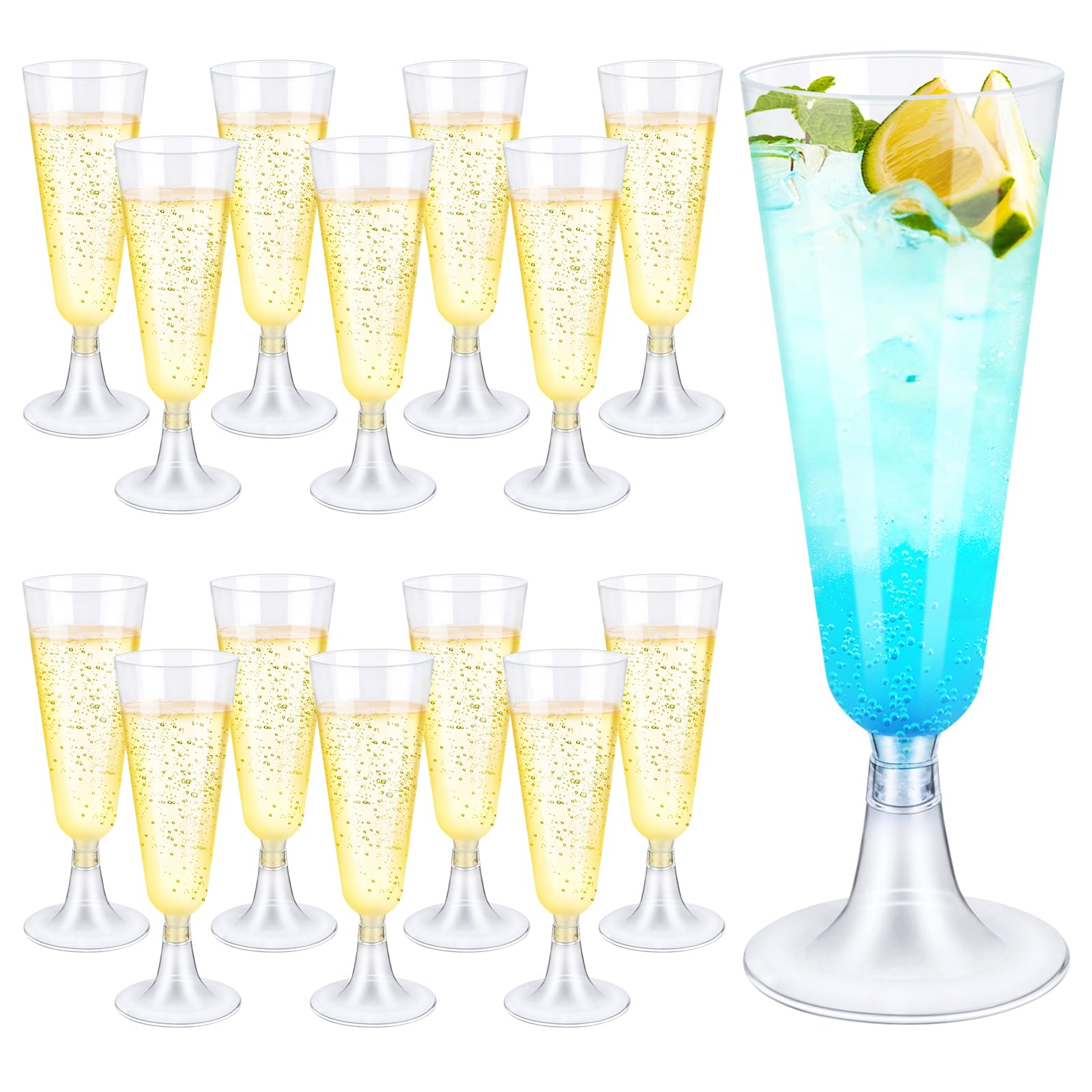 Lot De 25 Flûtes à Champagne En Plastique Transparent - 160ml - Réutilisables & Empilables