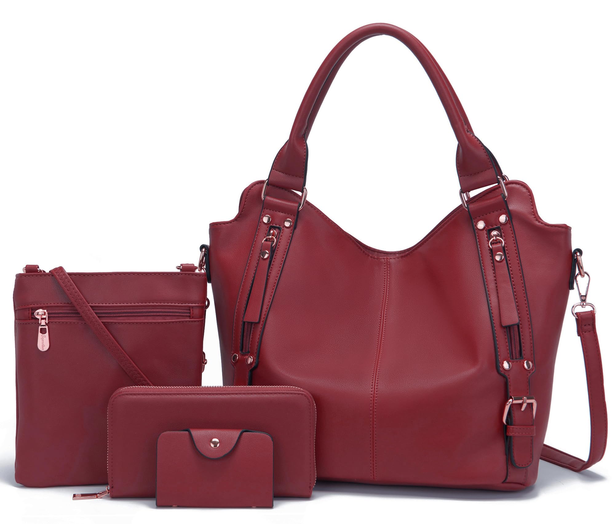 soperwillton Purses for Women Large Shoulder Handbag Tote PU Leather Hobo Crossbody Bag Ladies Wallet Set 4pcs