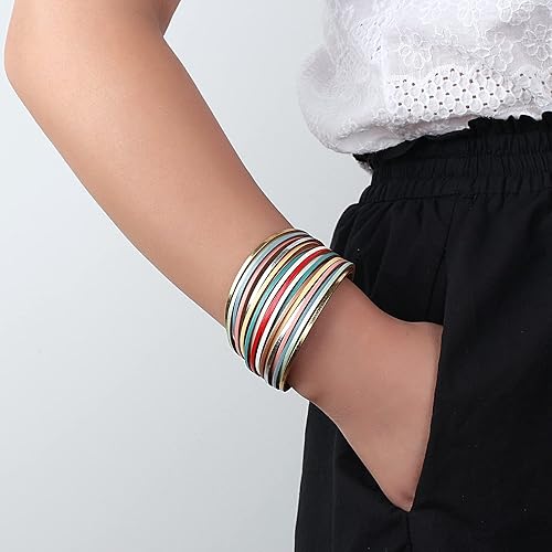 Miniatura 4 de hotoo Pulseras de cuero hechas a mano en capas para mujer, apilables, de colores gruesos, pulseras para hombres, pulsera de regalo