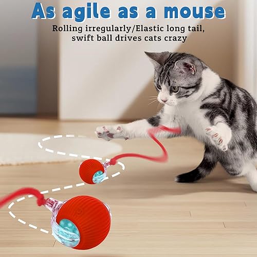 Miniatura 5 de Juguetes interactivos para gatos de interior, juguete para gatos Speedy Tail 3.0, bola de juguete para gatos activada por movimiento, juguetes
