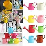 Metal Watering Can for Indoor Plants - 1L Vintage Garden Sprinkling Can with Long Spout & Handle, Rust-Resistant Tinplate Watering Kettle for Indoor Outdoor Lawn, Flower & Garden Care (Yellow)