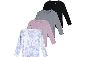 Real Essentials Girls Dry-Fit Long Sleeve Crew Neck T-Shirt Pack for Winter (Size 8)