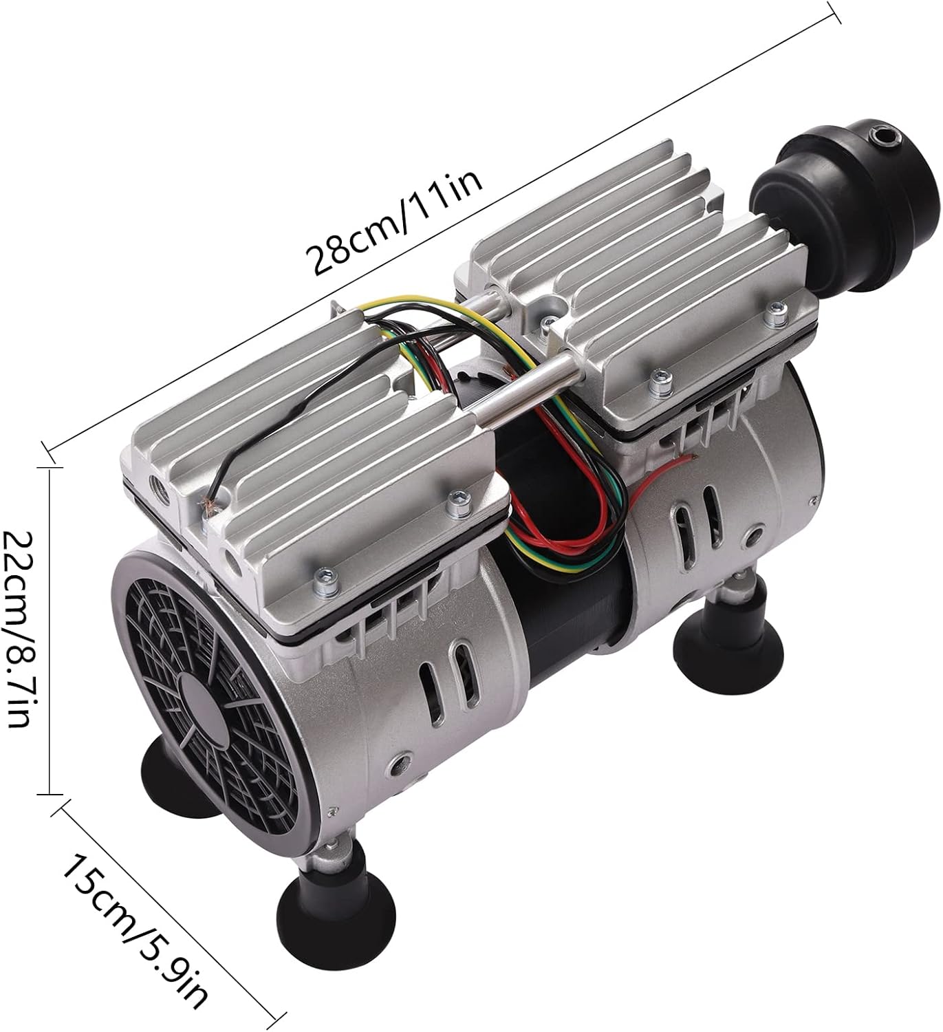 Aluminum 550W 24L Lab Diaphragm Vacuum Pump - Oilless Vacuum Pump with 95Kpa Vacuum & Air Filter 62dB Low Noise for Lab, Compressor Use