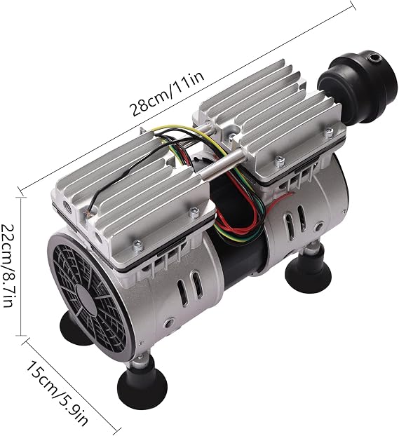 550W Oil-Free Vacuum Pump, Dual Cylinder Air Compressor Pump 110V 1440RPM, Ultra Quiet 62dB Low Noise Air Pump for Medical Equipment, Air Brushing, Spraying, Tire Inflation, Industrial Use
