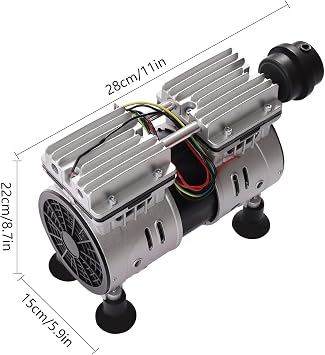 550W Oil-Free Vacuum Pump, Dual Cylinder Air Compressor Pump 110V 1440RPM, Ultra Quiet 62dB Low Noise Air Pump for Medical Equipment, Air Brushing, Spraying, Tire Inflation, Industrial Use