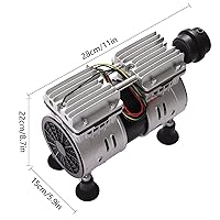 Vista 2 de Bomba de vacío sin aceite de 110 V 550 W, bomba de vacío industrial con 2 cilindros y ventiladores de enfriamiento, mini bomba de silencio