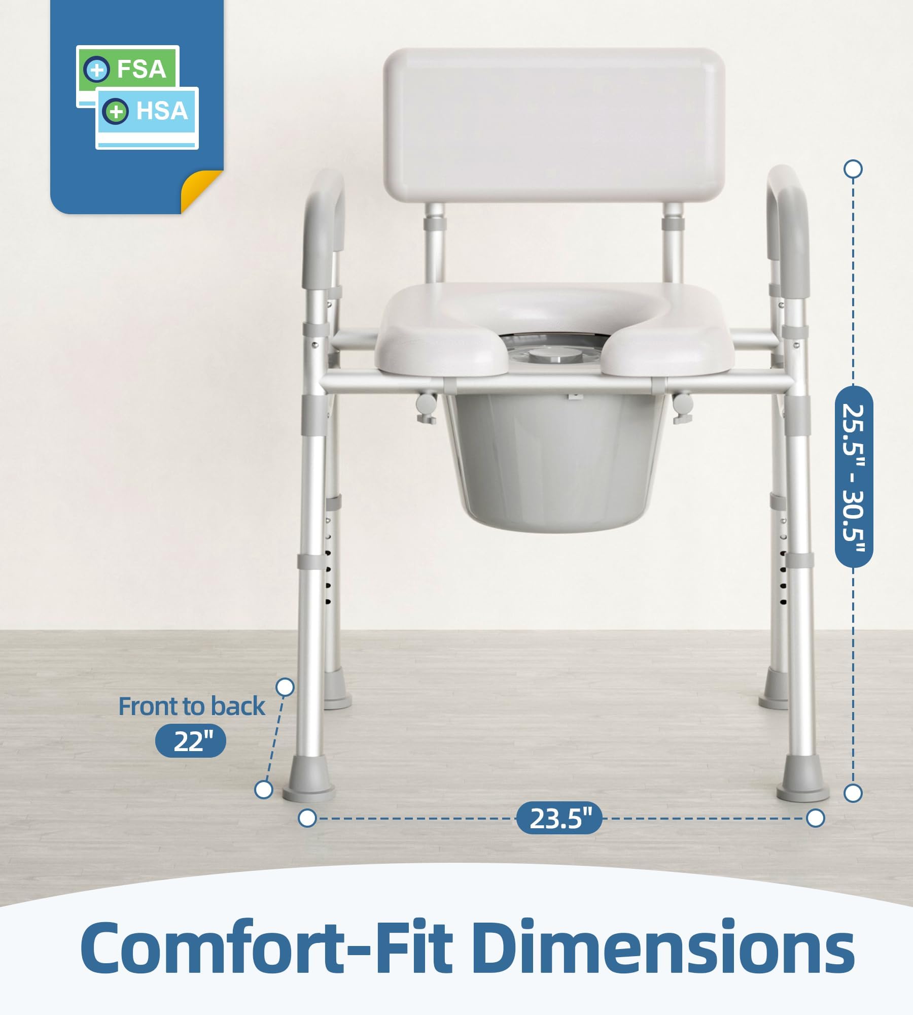 Bedside Commode Toilet - Easy Height & Comfort -7