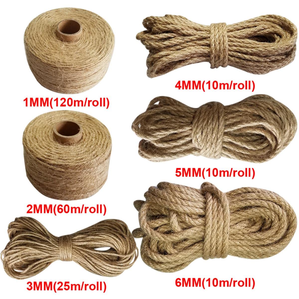 Cordones de macramé 100% Cuerda de Hilo de Yute Natural para decoración Hecha a Mano DIY-10mm