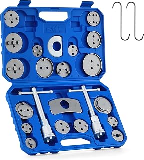 OMT 24pc Brake Caliper Compression Tool with Adapters &amp; Hangers, Sandblast | 1045 Steel Construction; Full Multi Piece Set for Most Vehicles; Thrust Bolt Assemblies; Precision Auto Repair