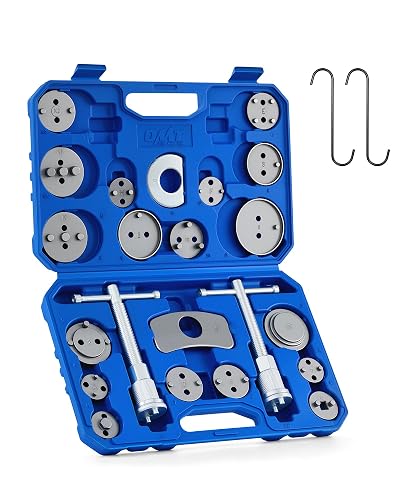 OMT 24pc Brake Caliper Compression Tool with Adapters & Hangers, Sandblast | 1045 Steel Construction; Full Multi Piece Set for Most Vehicles; Thrust Bolt Assemblies; Precision Auto Repair