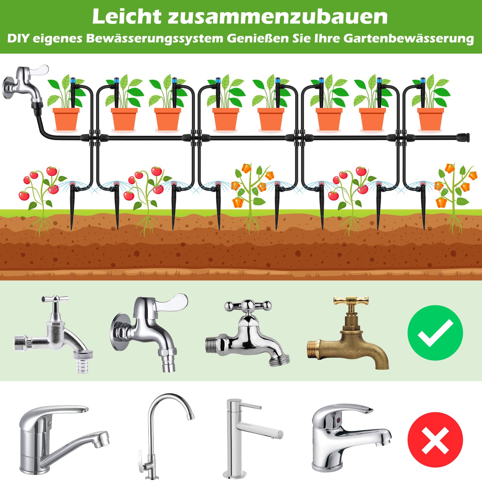 Bewässerungssystem Garten,16M+5M DIY Micro Drip Bewässerung Kit Automatische Garten Bewässerung Tröpfchenbewässerung Misting Kühlsystem für Landschaft Gewächshaus Topfpflanzen